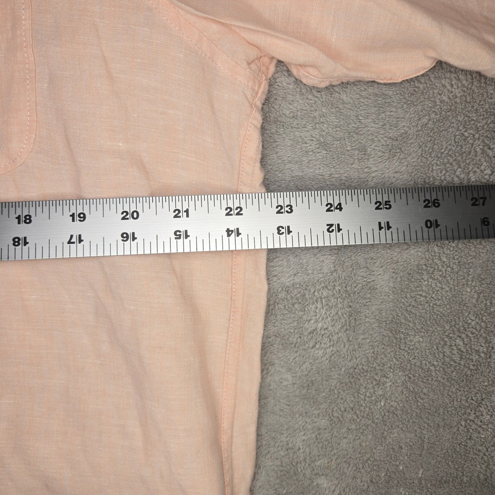 Tommy Bahama Relax Mens L Peach 100% Linen Long Sleeve Button Up Shirt Pocket - Picture 6 of 9